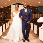 Christian church wedding photography capturing Black couple during romantic wedding ceremony and elegant couple portraits in Colorado