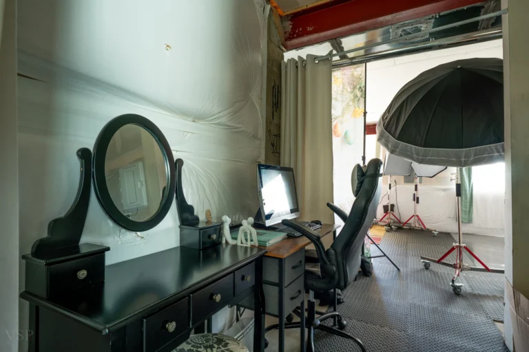 Studio Rental 57 Visual Story Production rental photo studio in Aurora Colorado featuring content creation space boudoir studio fitness photography area professional lighting and photography equipment